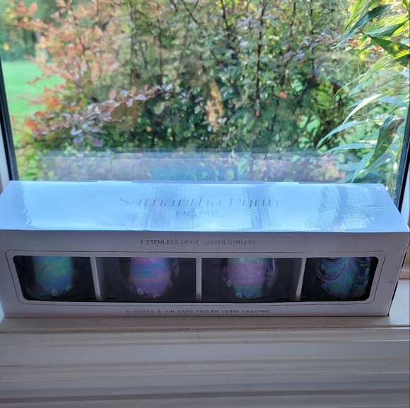 NWT Samantha Pynn Home Set of 4 Stemless Optic Luster Goblets - Picture 1 of 11